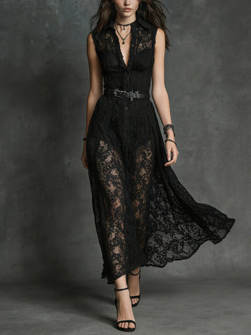 Women's Sexy Lace Shirt Dress