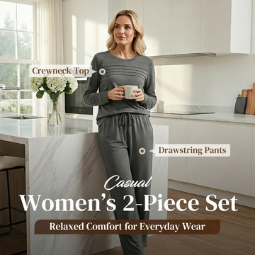 ⏳ Time-Limited Special! ⏰ Women's Crew Neck Top & Drawstring Pants Set – Ultra-Soft, Breathable & Effortlessly Stylish 👕👖