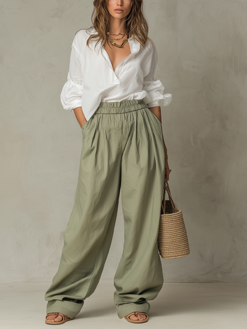 Relaxed Wide-Leg Pants Set
