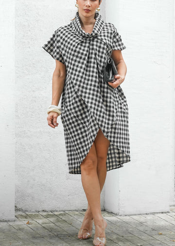 Oversized Check Print Casual Dress