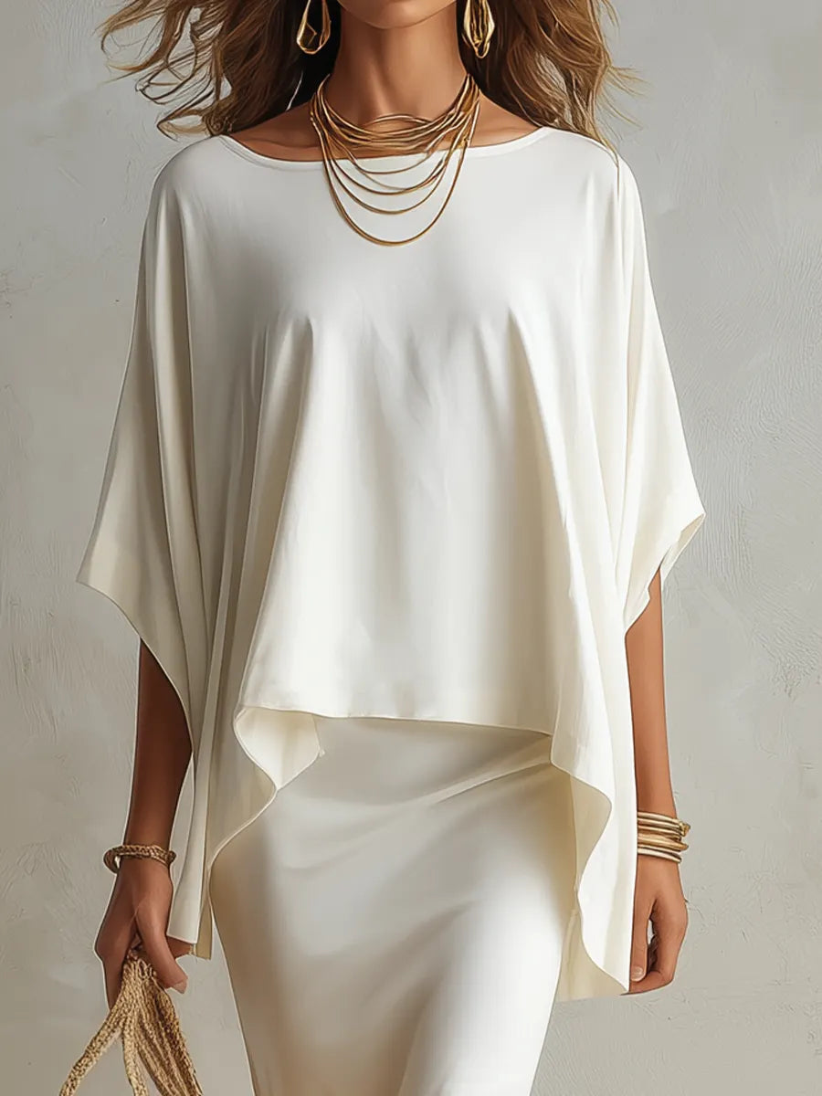 Fluid Batwing Top & Skirt Set