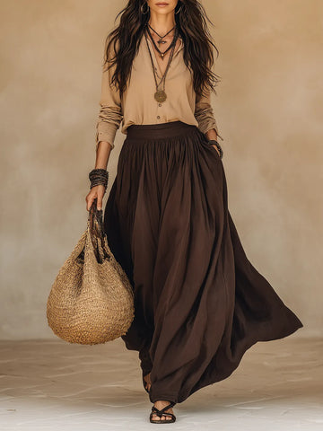 Boho High-Waist Draped Harem Pants